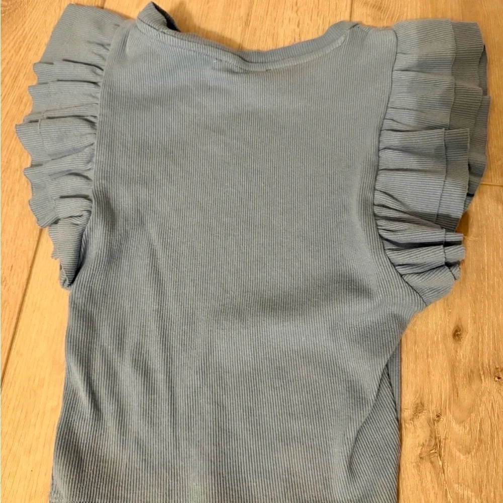 Zara light Blue Ruffled tank - Picture 2 of 3